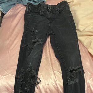 American Eagle Outfitters Black Skinny Distressed Jeans